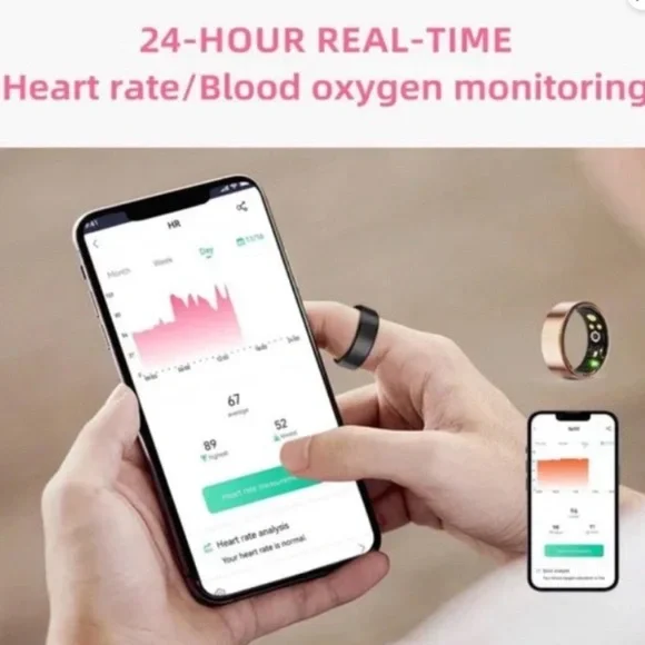Limited Edition ROSE GOLD Smart Ring Health Sleep Monitor Fitness Track Size 13